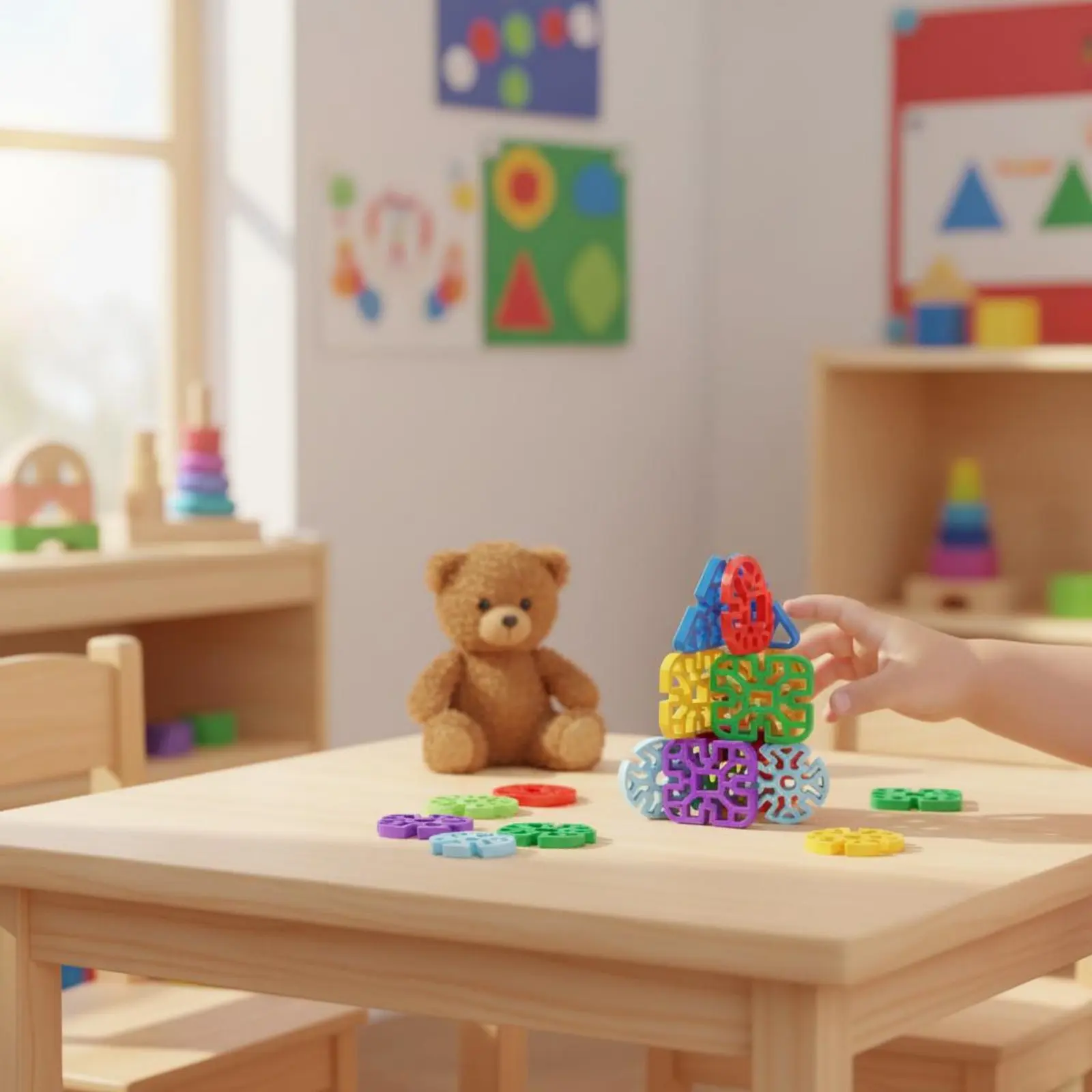 

Snowflake Building Blocks Educational Connecting Plastic Flakes Set Connecting Disc Toy Develops Fine Movement Skills