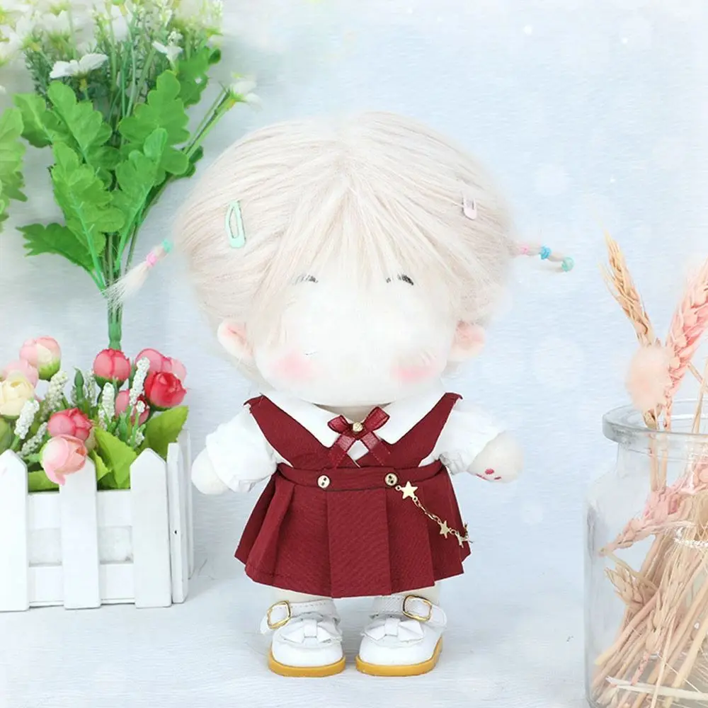 

20CM Doll Clothes JK Uniform T-shirt Suspender Pleated Skirt Suit For Idol Dolls Accessories Cotton Plush Clothing Kids Toys