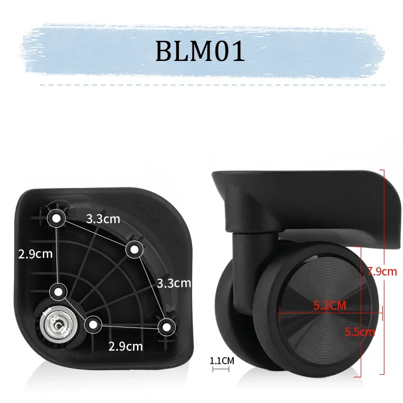 For BROMEN BLM01 Black Luggage Wheel Trolley Case Wheel Pulley Sliding Casters Universal Wheel Slient Wear-resistant Repair