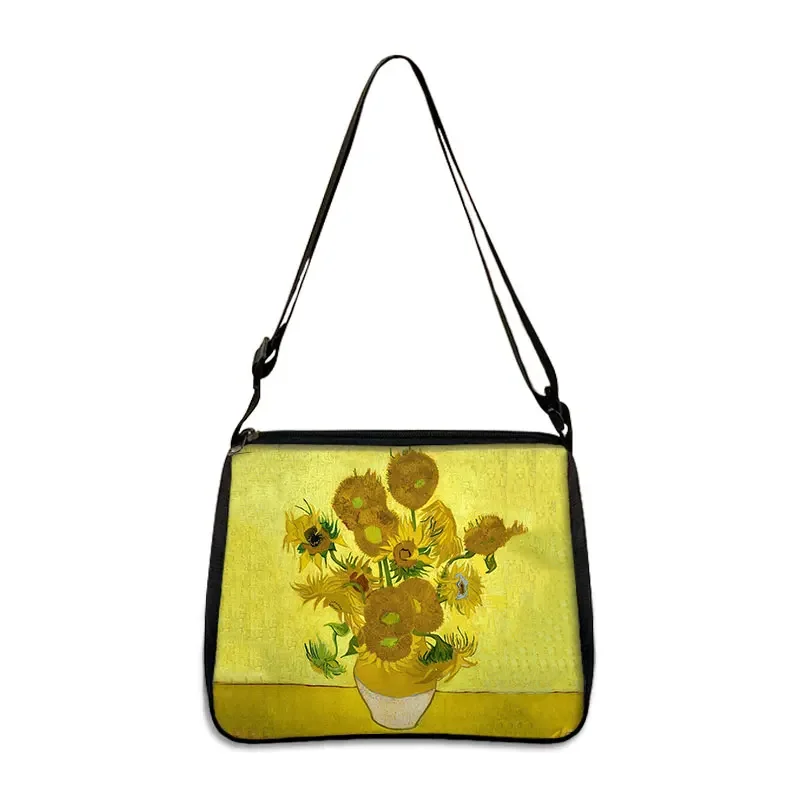 Van Gogh Art Print borsa a tracolla borsa da donna pittura a olio girasole Starr Night Canvas Tote Bag Girl Clutch Casual Satchel Gift