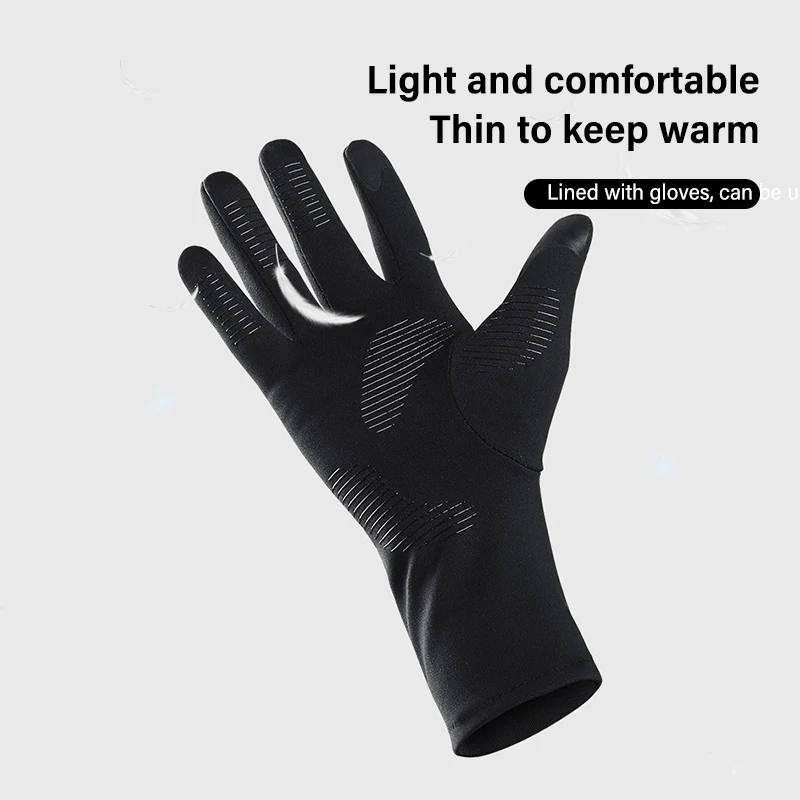 

Черные гоночные перчатки, зимние теплые велосипедные мотоциклетные спортивные перчатки на открытом воздухе, водонепроницаемые перчатки с сенсорным экраном и защитой от ультрафиолета