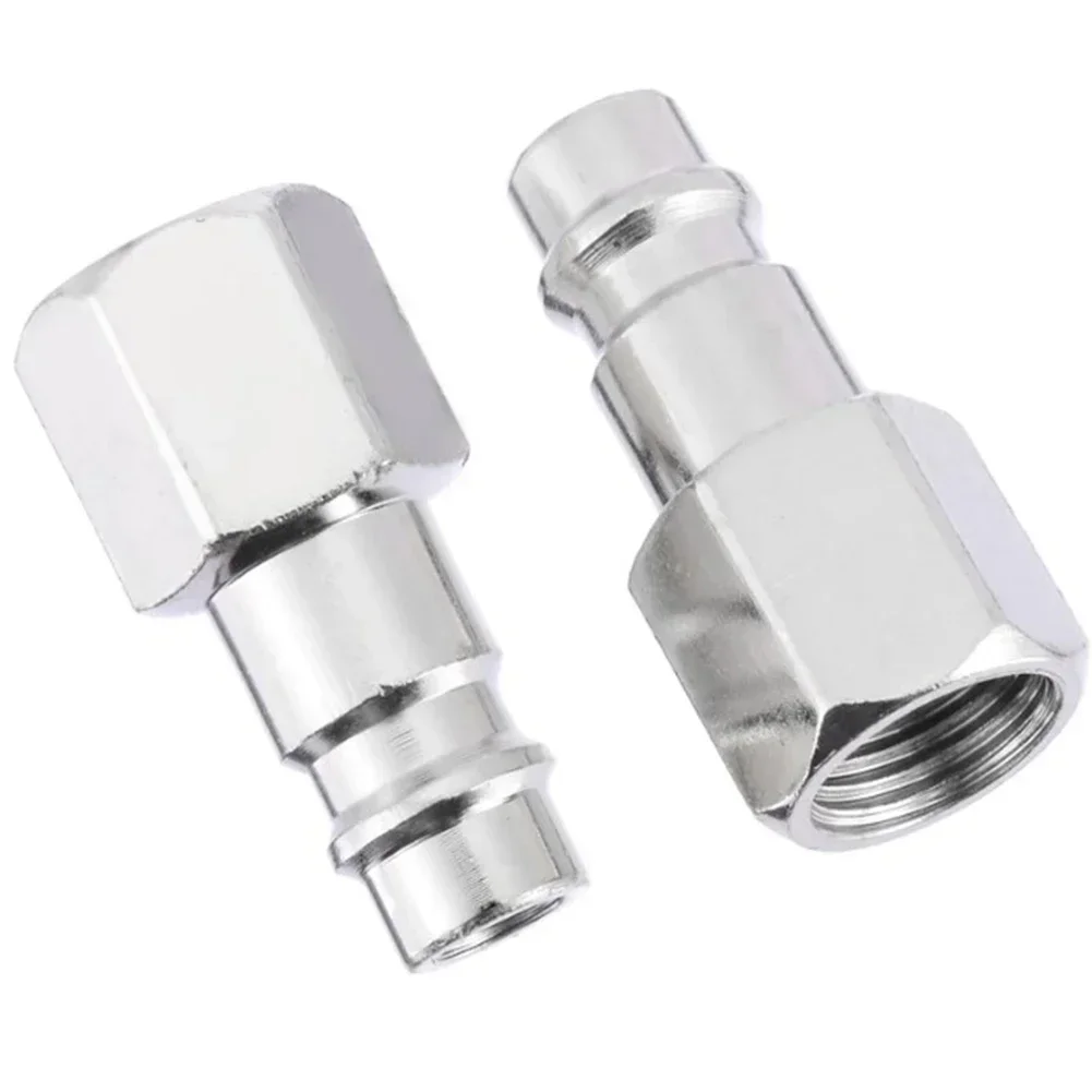 Euro Thread Tools 1/4 2pcs  Male Quick Release Fittings Accessories Air Line Compressor Connect Hose Silver