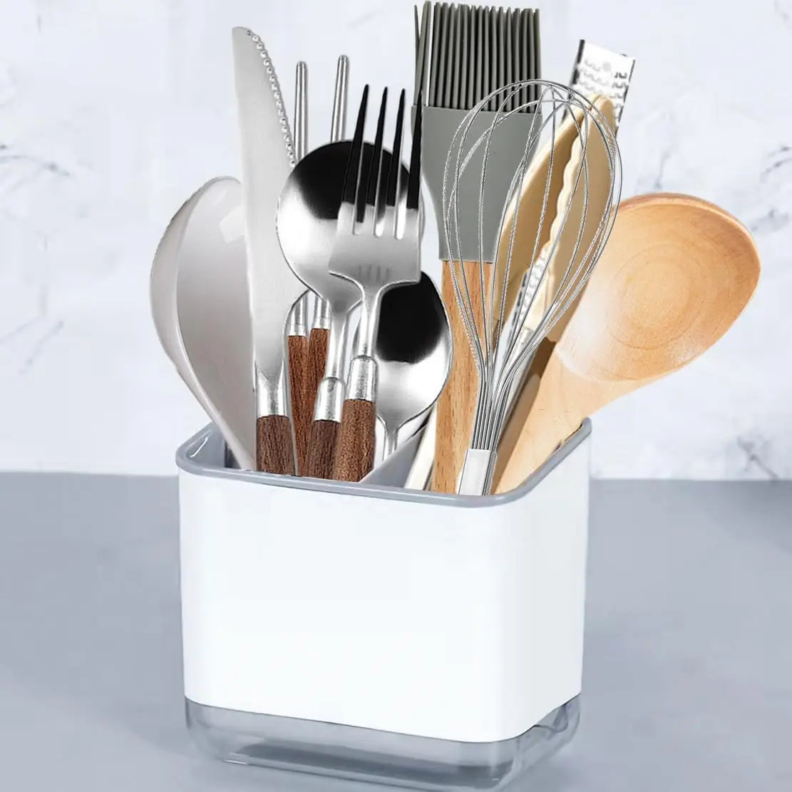 Cutlery Drainer Utensil Holder Sink Caddy Kitchen Organizer for Flatware Silverware Chopsticks Knives Forks Spoons Spatula