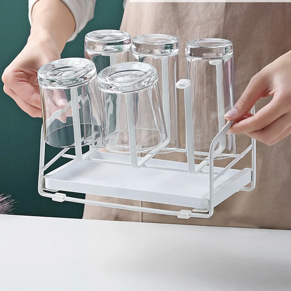 

Household Iron Cup Holder Rack White Water Cup Storage Stand for Home Kitchen Smooth Bracket No