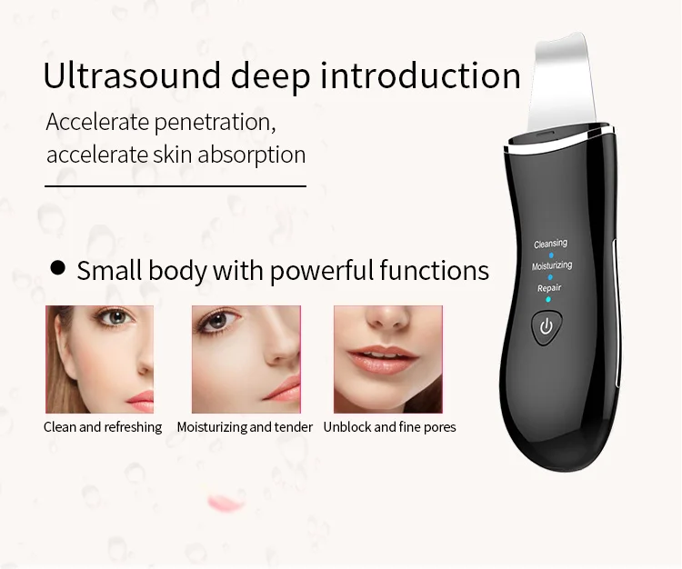 Skin scraper facial blackhead acne remover ultrasonic pore cleaner micro current introduction instrument home use