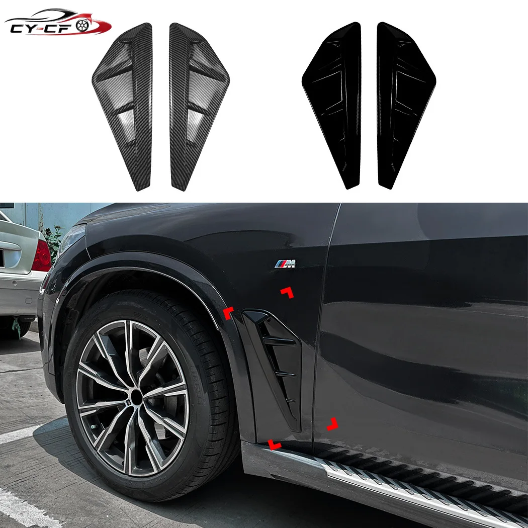 

Car Side Air Fender Intake Vent Spoiler Cover For BMW X5 G05 M-Sport 2019 2020 2021 2022 Glossy Black ABS Shark Gilles Trim