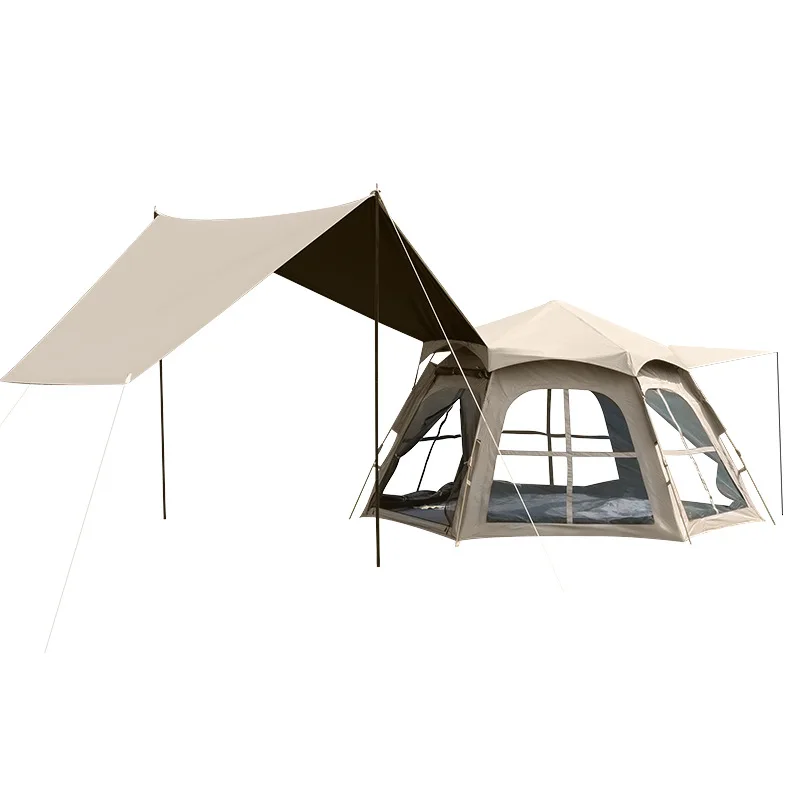 

Tent outdoor 3-4 people fully automatic camping folding canopy 2-in-1 vinyl quick open