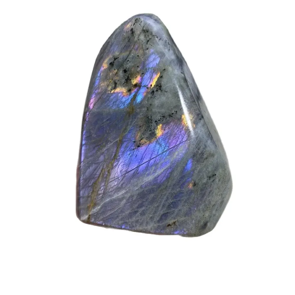 Natural Crystal Blue and violet Moonstone Raw Gemstone Ornament Polished Quartz Labradorite Decorating Stone Healing Gift Stone