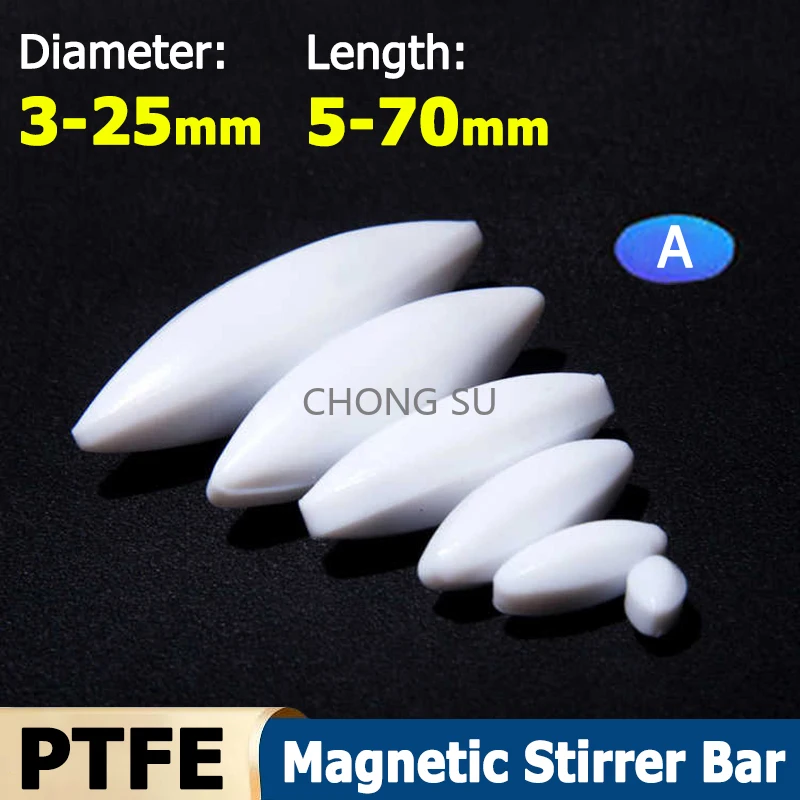 

1-50pcs Type-A Dia 3-25mm Magnetic Stirrer Bar PTFE Magnetic Stirrer Mixer Stir No Burrs Laboratory Experiment Length 5-100mm