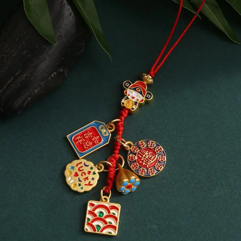 Chinese Wealth God Pendant Creature Bag Pendant God Of Wealth Charm Chinese Traditional Figurine Backpack Ornament Automotive
