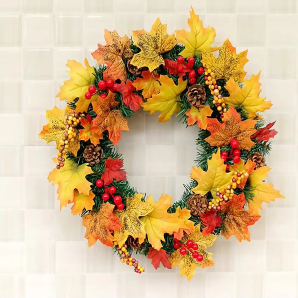 40CM Halloween LED Artificial Maple Leaf Autumn Wreath