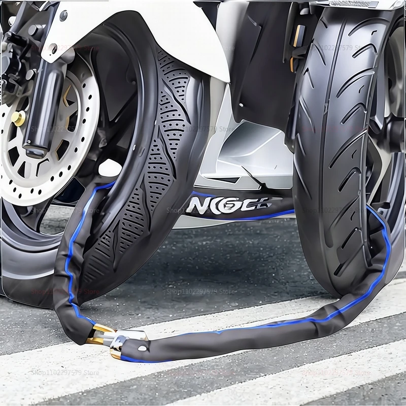 Bloqueio de corrente de bicicleta resistente anti-roubo bloqueio de segurança portátil para scooters de motocicleta de bicicleta, bicicletas e bicicletas de montanha