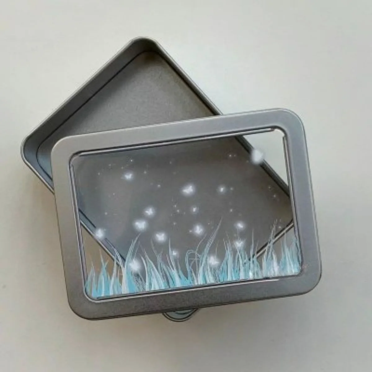 Y2K Kawaii Transparent Window Metal Tin Box Card Storage Case Photo Card Badge Sticker Jewelry Small Items Organizer Gift Box