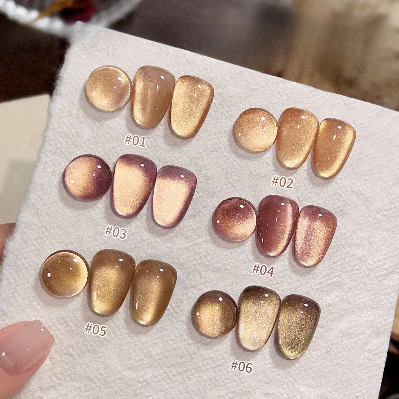 10ml Champagne Gold Cat Magnetic Nail Gel Polish Pink Orange Soak Off UV LED Varnis Semi Permanent for Nail Art Design at Home