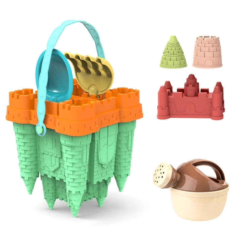 Beach Toy Outdoor Sand Play Castle Toy with Castle Mold Bucket Sandcastles Toy Bathtub Water Play Toy Kids Education Toy