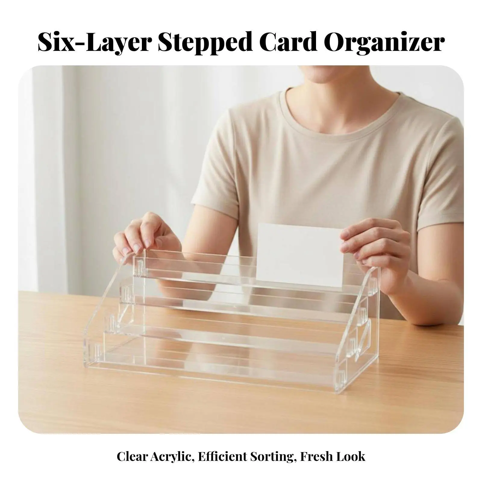 Children Learning Rack Acrylic Flashcard Holder Transparent PET Tiered Stand for Organizing Cards Classroom Desk Decor for Kids