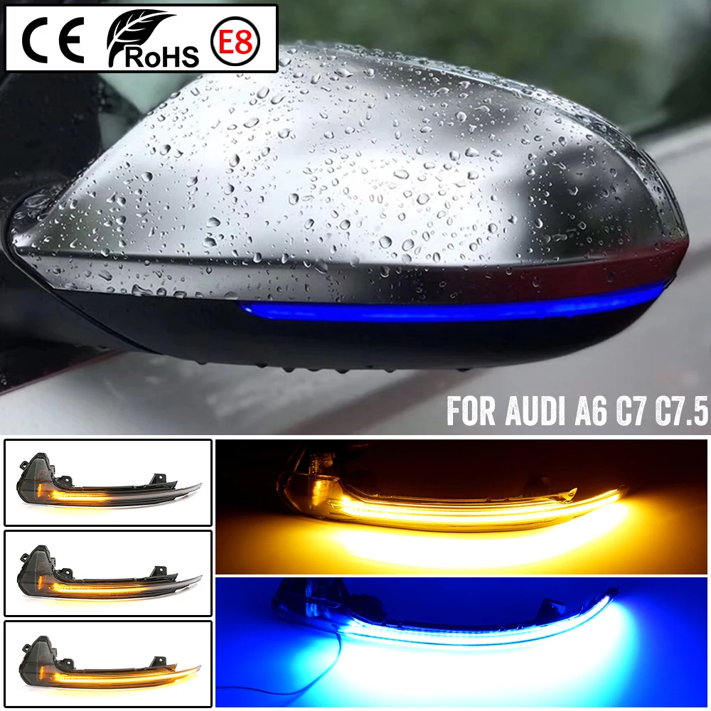 Lampu spion LED dinamis, lampu sinyal belok berurutan untuk Audi A6 C7 S6 4G 2012-2018