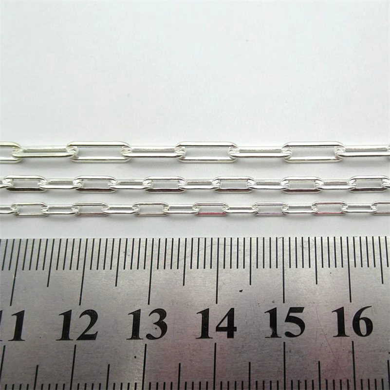 10cm/Lot 925 Sterling Silver Paperclip Chain For Jewelry Making DIY Square Link Chain Accessories ( Not Cut )