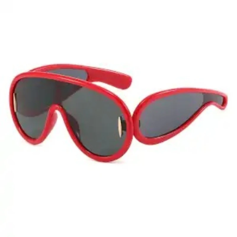 2026 New Same Style One Piece Large Frame Toad Glasses Hip Hop Street Design Trendy Sunshade Sunglasses view 2
