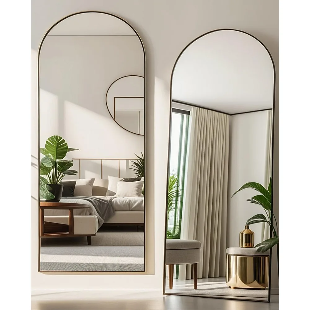 Arched Full Length Mirror81 x41 Body Floor Mirror Standing Hanging or Leaning Wall, Arch Wall with Stand Aluminum Alloy Frame f