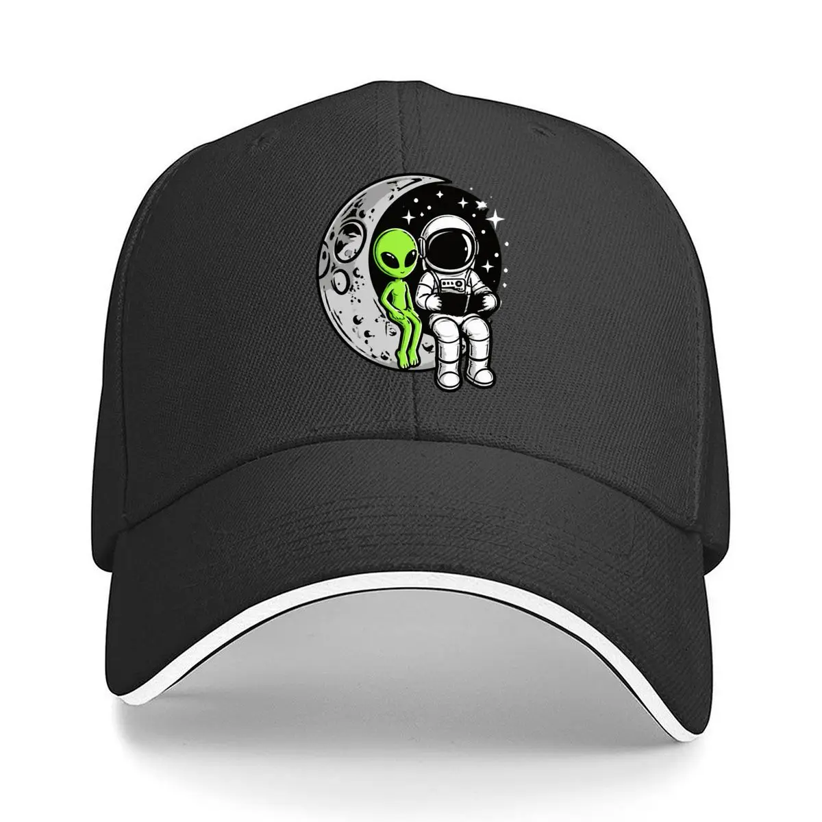 Astronaut Reading Book Alien Moon Space Hip Hop hat Fashion Outdoor Sports Sandwich Baseball Cap