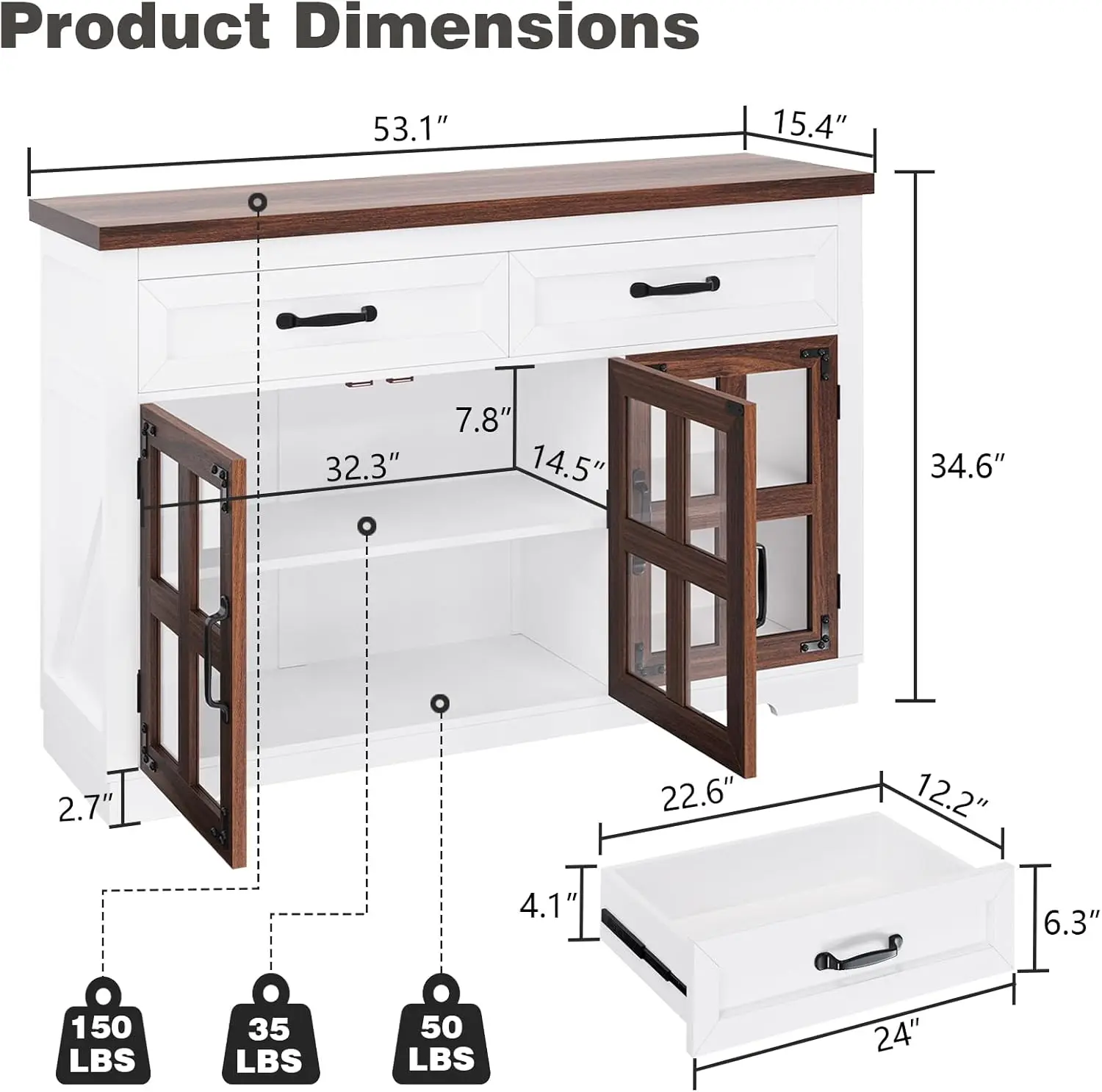 Buffet Cabinet with Storage, 53