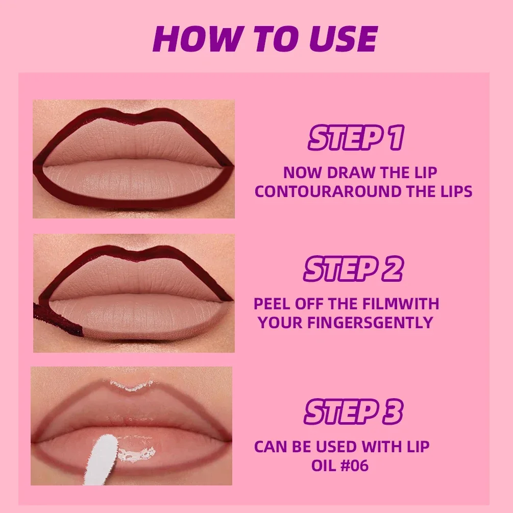 ลิปไลเนอร์แบบลอกได้ Qibest ลิปกลอสเนื้อแมทท์ กันน้ำ สีแดงน้ำตาล ติดทนนาน ไม่หลุดลอกง่าย ลิปสติกเนื้อแมทท์สำหรับเขียนขอบริมฝีปากและแต่งหน้า