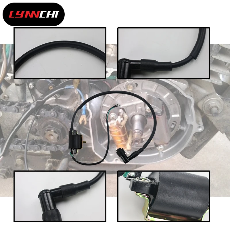 

Запчасти для мотоциклов LYNNCHI, резиновая катушка зажигания 3 для 110cc до 125cc, катушка зажигания для мотоциклов с проволочной вилкой, аксессуары для мотокросса