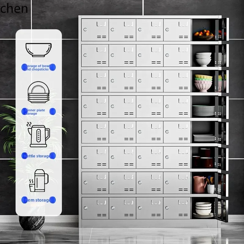 Stainless Steel Bowl Cabinet Restaurant Multi-Door Tableware Staff Canteen Plate Cabinet