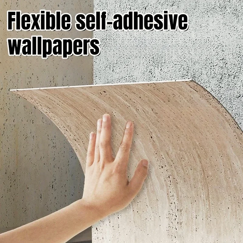 

Soft Imitate Roman Travertine Slate Wallpapers 3D Textured Thickening Wall Panel Scalable Flexible Self-adhesive Wall Stickers