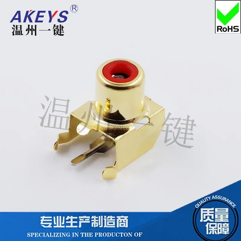 10Pcs AV-8.4-3B Vergulde Rca Socket Met Core Socket 4-Pin Single-Gat Pcb Lassen Type Audio video Socket Lotusbloemzetel