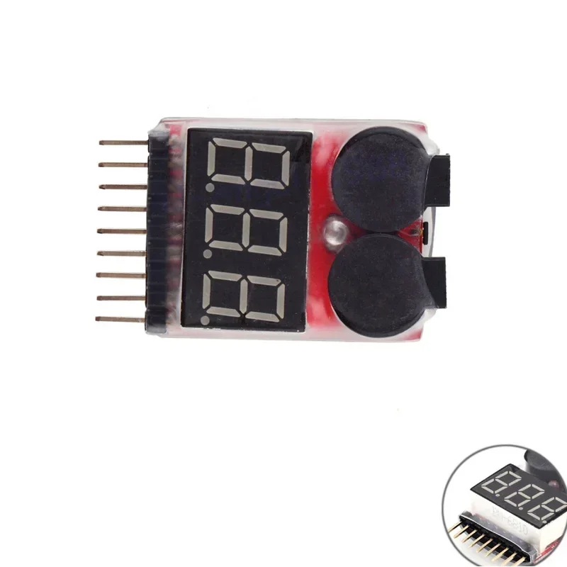 

1/2pcs 2in1 1-8s Lipo Battery Voltage Tester RC Low Voltage Buzzer Alarm,Battery Monitor Checker Tester for 1-8s Lipo/Li-ion/LiM