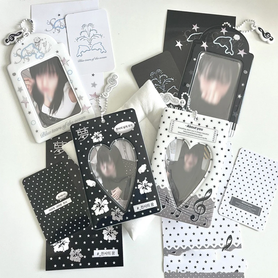 Kpop Photocard Holder Y2K PhotoCard Holder Kpop Charm Holders Kawaii Photo Card Keychain ID Bus Card Holders