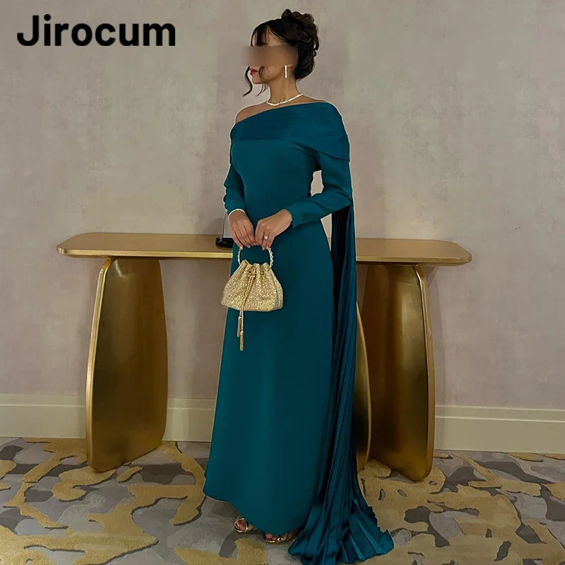 Jirocum Elegant Off Shoulder Prom Dress Women's Satin Mermaid Party Evening Gown Draped Custom 2024 New Formal Occasion Gowns