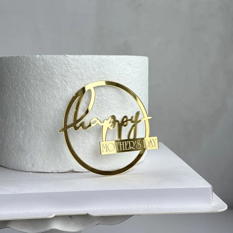 جديد كعكة عيد الأم السعيدة توبر الذهب عالية الجودة الاكريليك أمي حفلة عيد ميلاد كعكة توبر لعيد المرأة سعيدة لوازم الخبز