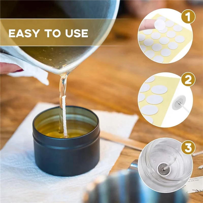 ABMS-Diy مادة الشموع 480 قطعة شريط على الوجهين لفتائل الشموع شمعة الفتيل تحديد ملصق قطر 20 مللي متر سميكة 1 مللي متر