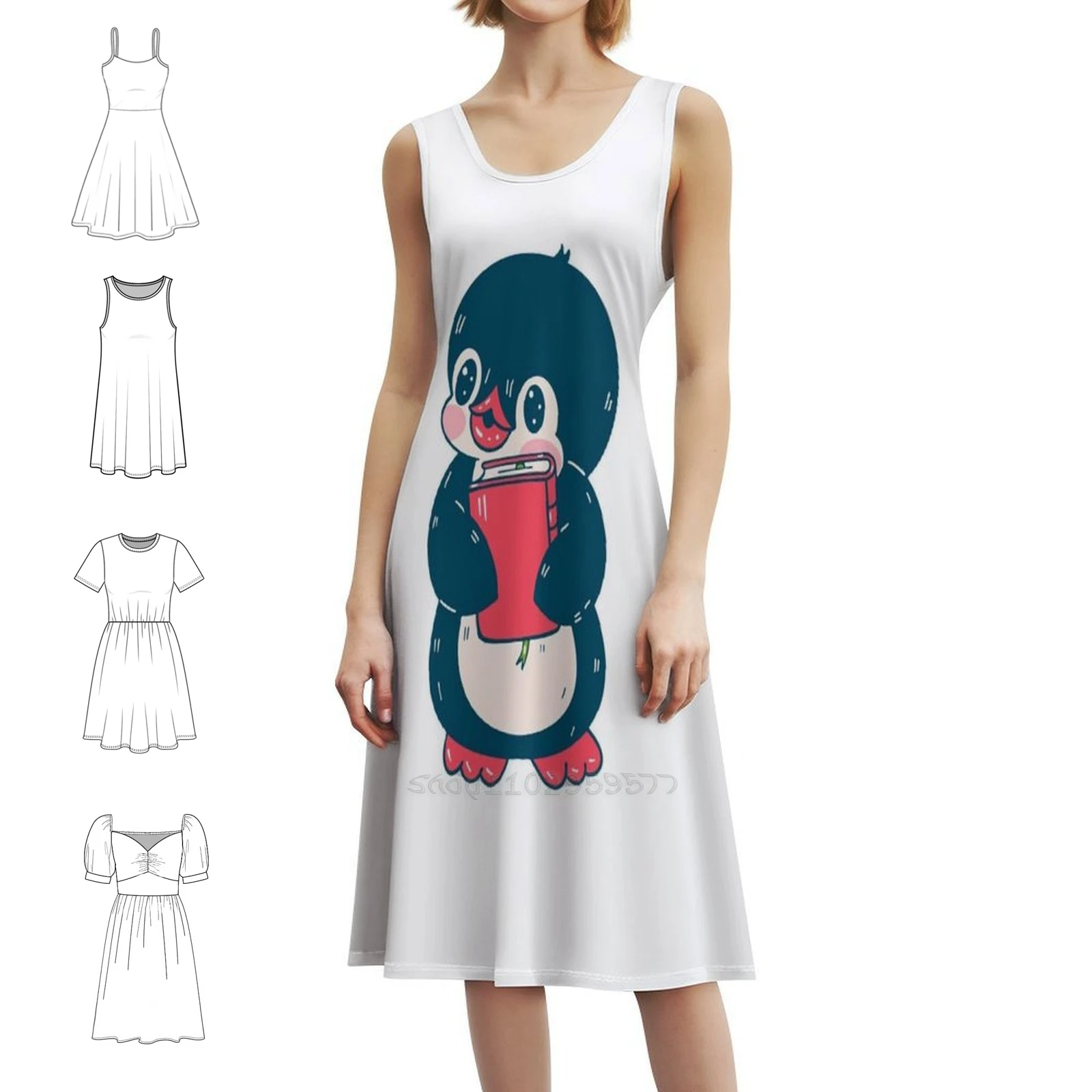 

Пингвин с книгой, шикарное платье в стиле бохо, элегантное модное пляжное платье для свадебной вечеринки, императорский пингвин, пингвин, цыпленок, женское платье