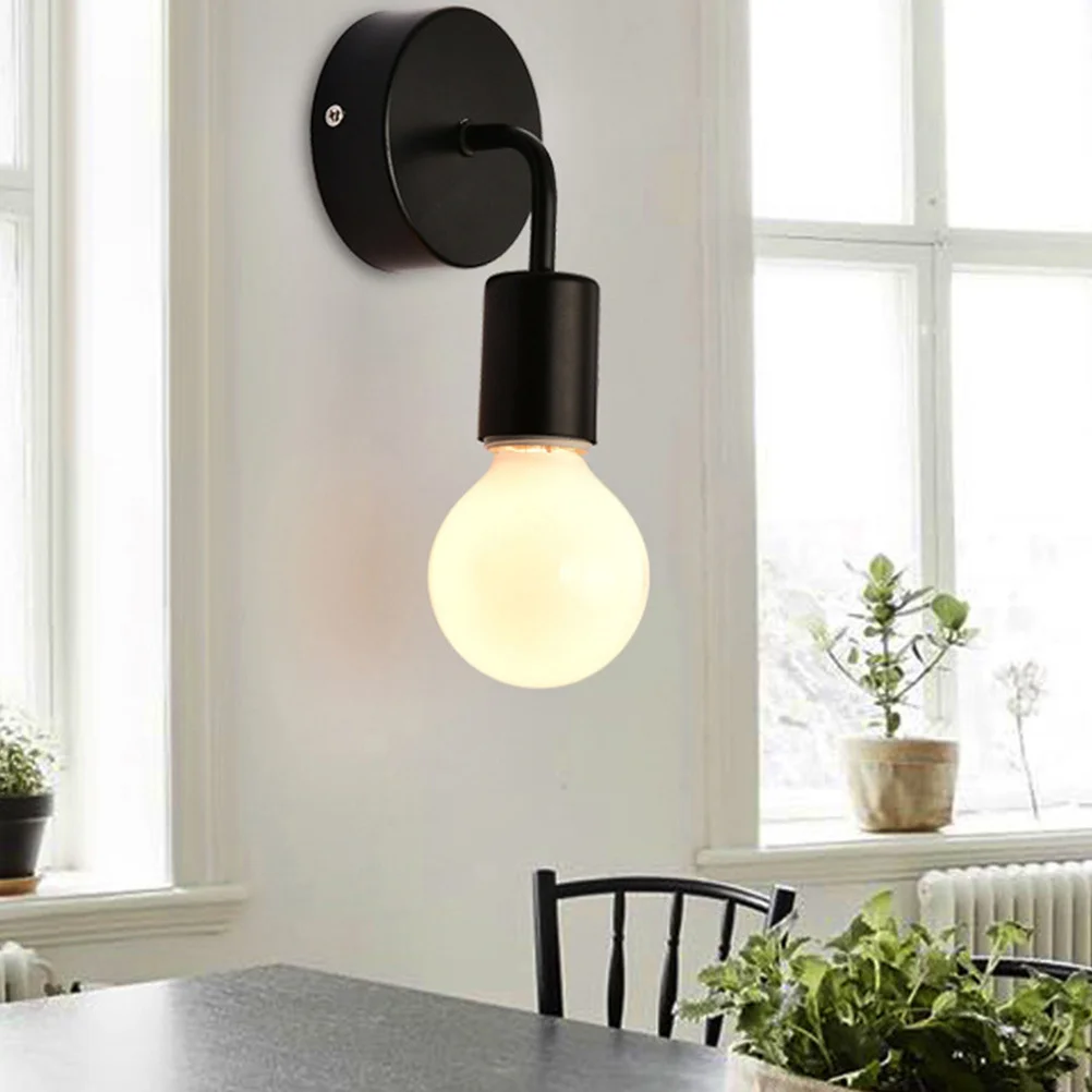 

Stylish Iron Art Wall Lamp Black Minimalist Decor for Headboard Bedroom Living Room Porch Bathroom Farmhouse No Light Bulb