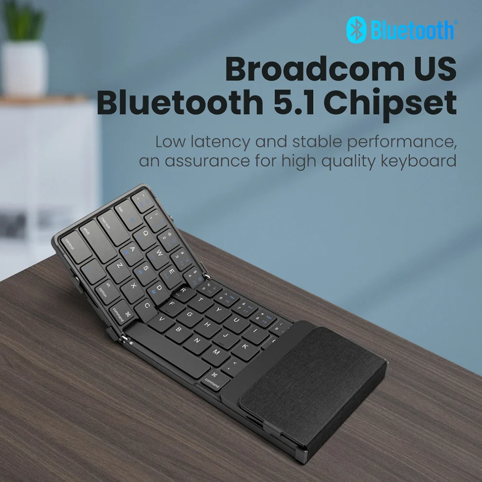 Teclado Bluetooth dobrável com Touchpad Teclado dobrável sem fio com couro PU para iOS Android Windows, suporte para 3 dispositivos