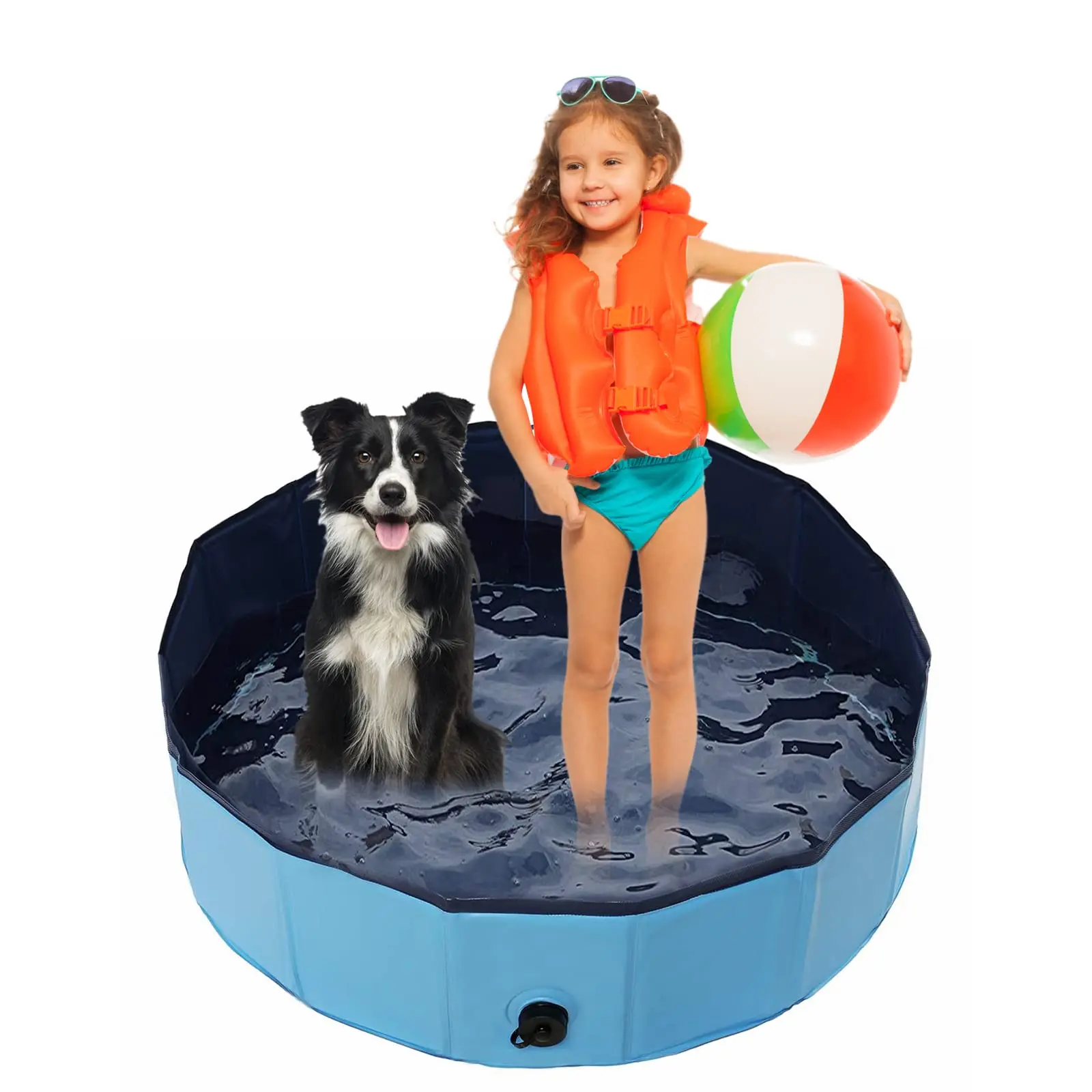 

Foldable Dog Pools,Non-Slip PVC Dogs Paddling Pool, Portable Paddling Pool for Kids Dog Kids Swimming Pool for Indoor Outdoor
