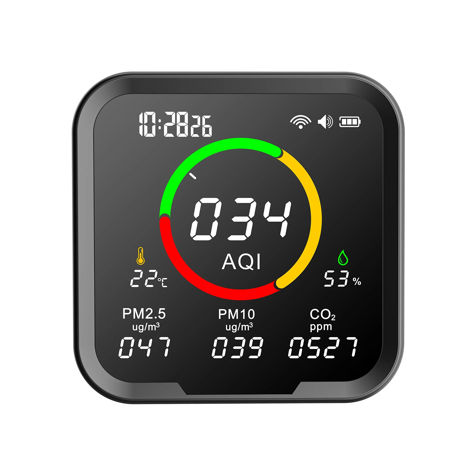 FABISENSE-Tuya WiFi Detector De Qualidade Do Ar, Sensor De Temperatura E Umidade, Monitor De Gás De Dióxido De Carbono, PM10, PM2.5