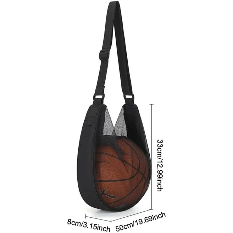 Sac de transport simple en maille anti-déchirure 2026 pour ballon de taille 7 (basketball, football, volley-ball) avec bandoulière réglable et fermeture éclair