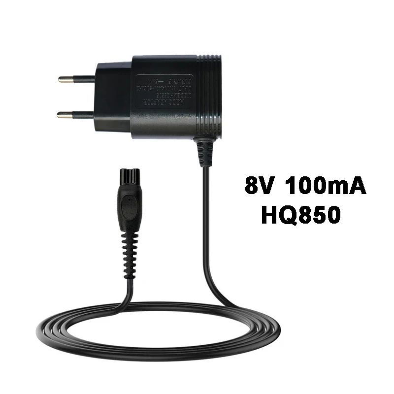 8V 100mA 2-Prong EU Wall Plug AC Power Shaver Adapter Charger for PHILIPS HQ915 HQ916 HQ988 HQ909 S5077 S5080 S5079 FT618 FT668