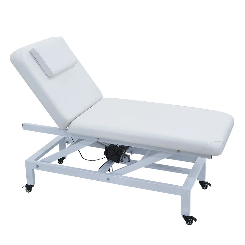 Customizable Simple Ivory White Double Motor Electric Lifting Folding Beauty Bed Suitable For Plastic Massage Dental Tattoo