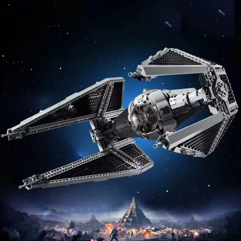 2025 new spaceship tie interceptor building blocks modified from the Empire Fighter model DIY assembly brick boy toy gift