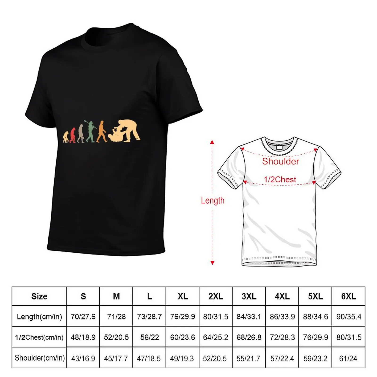 Jiu jitsu evolution vintage T-Shirt Large Size Casual Tee Shirt