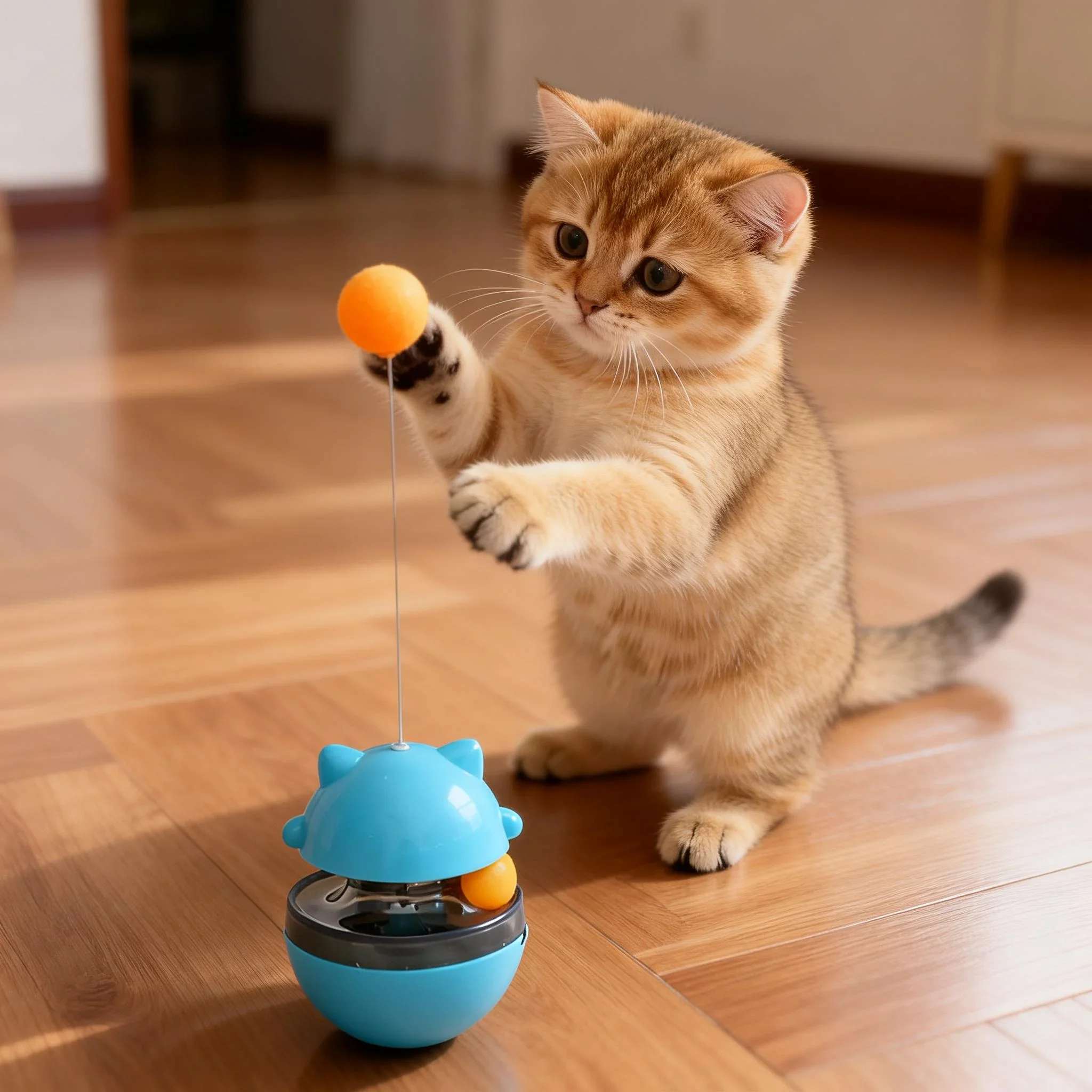 Juguete Interactivo Weeble Wobble: Dispensador de Comida con Bola Oscilante, Juguete Estimulante para la Mente y el Cuerpo