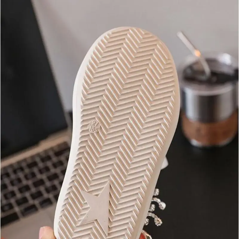 2024 Autumn New Children\'s Silver sequined Big Head Thick soled Board Shoes Boys Girls Students Gold Casual Shoes Single Shoes