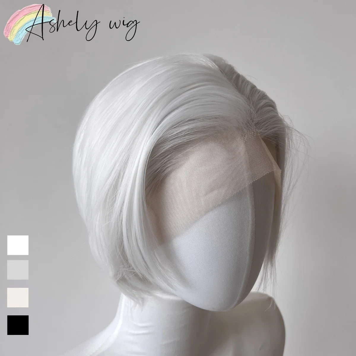 

Sliver White Lace Front Wig for Man 8inch Straight Short Synthetic Lace Wigs High Quality Natural Looking White Wig for Cosplay
