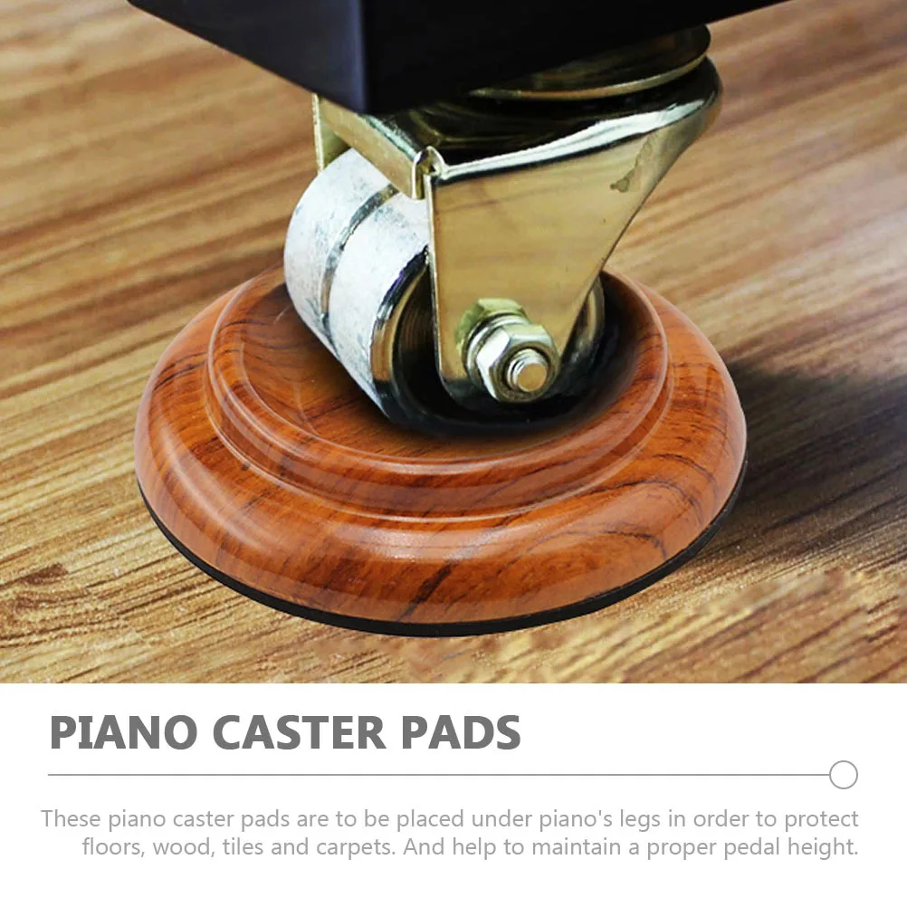 

4pcs Piano Foot Pads Wood Grain Anti-Skid Floor Mats For Piano Leg Protection Compatible With Furniture Chair Sofa Desk Table